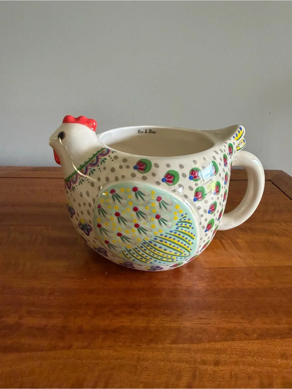 Natural Life Ceramic Hen mug in Cream with Multicolor Accents